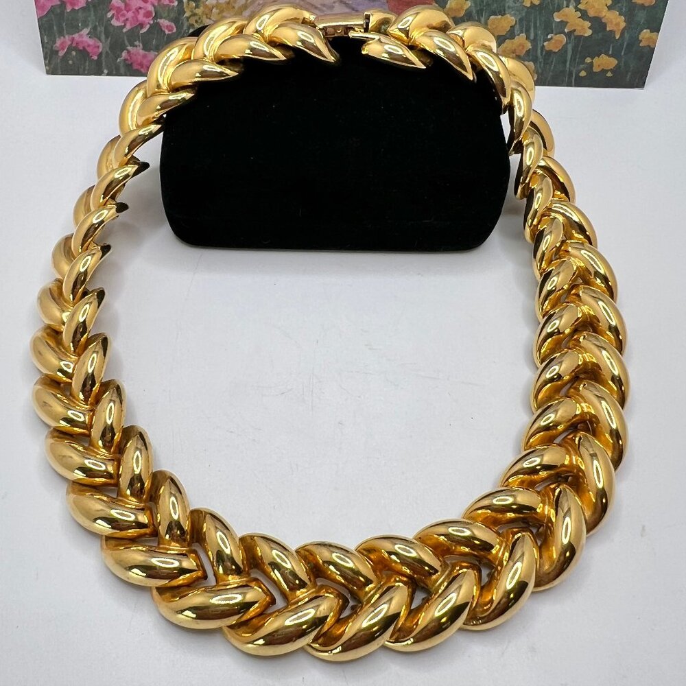 Avon Heavy Gold Braid Link Collar Necklace - Picture 1 of 4